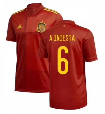 2020 EURO Spain Home Kit Soccer Jersey A INIESTA 6